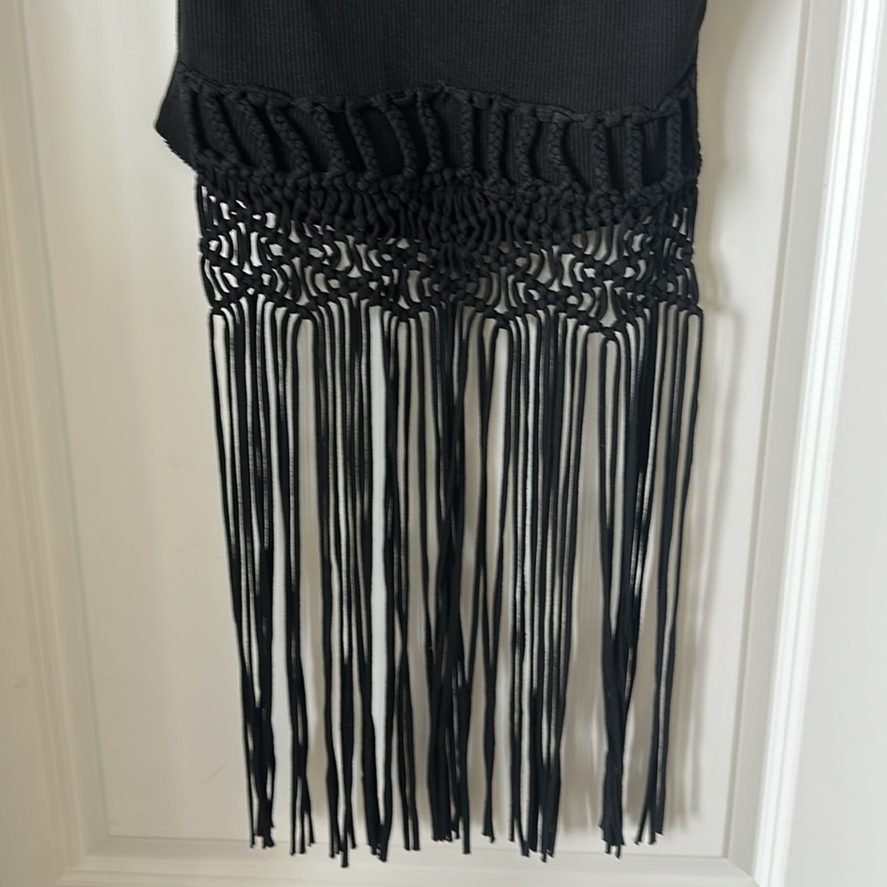 Zara black macrame fringe Top - Picture 6 of 9
